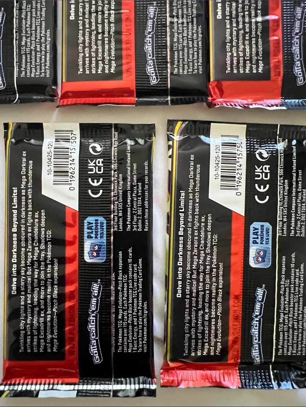 Pokemon Pitch Black Booster Packs - Yellow, Black, Purple, Red